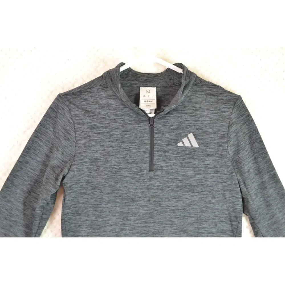 Adidas Boys 10/12 (M) All Sport Gray Heather Quarter Zip Pullover Shirt